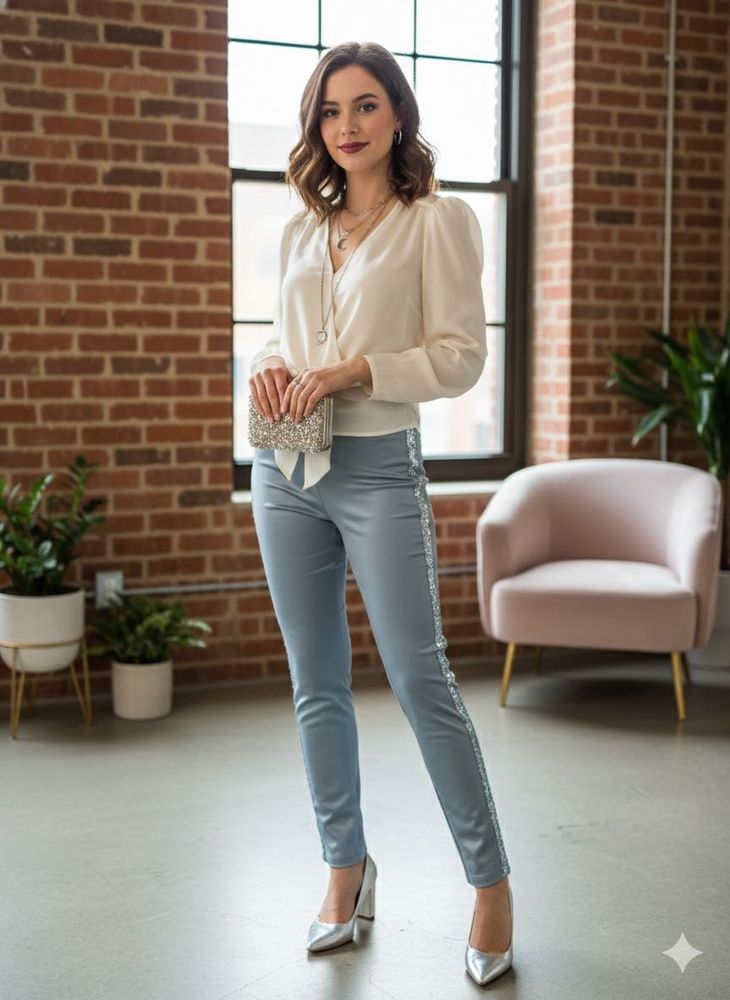 Blue Pants with Sequin Detail😍😍😍