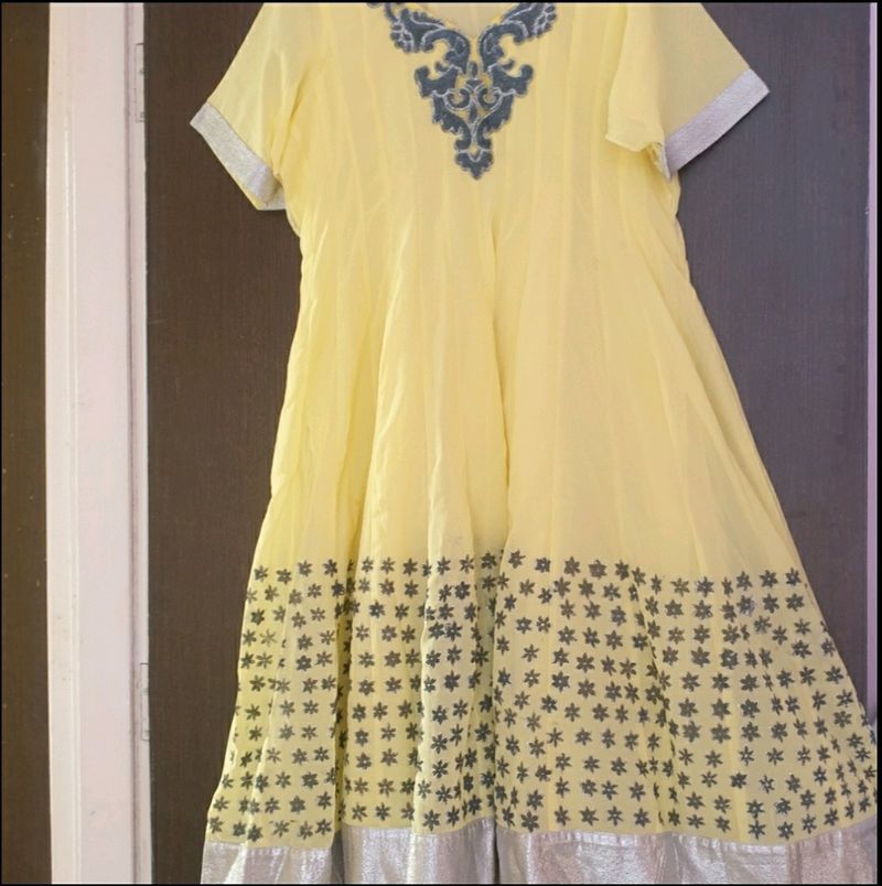 Yellow Embroidered Anarkali Dress