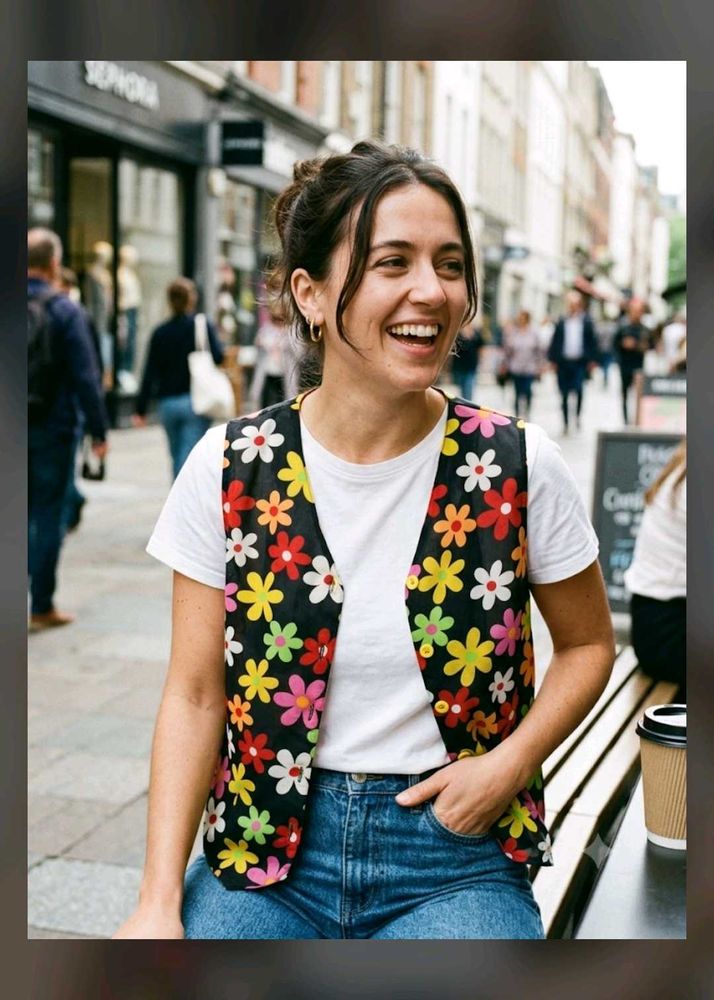 Retro Floral Print Sleeveless Vest