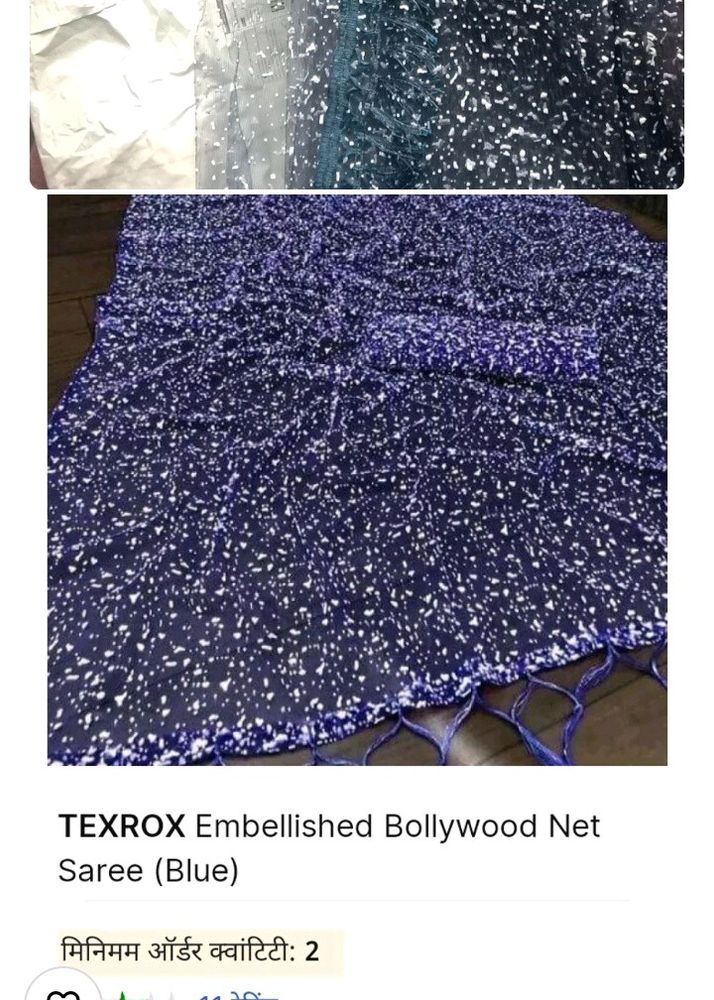 Navy Blue Embellished Net Saree