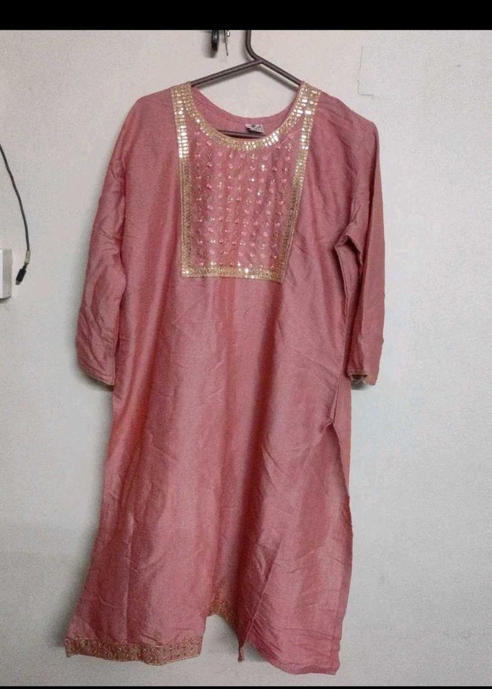 Elegant Pink Sequined Kurta