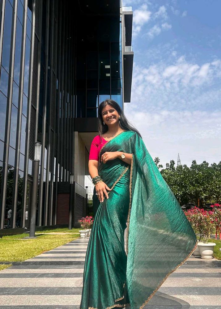 Elegant Emerald Green Saree