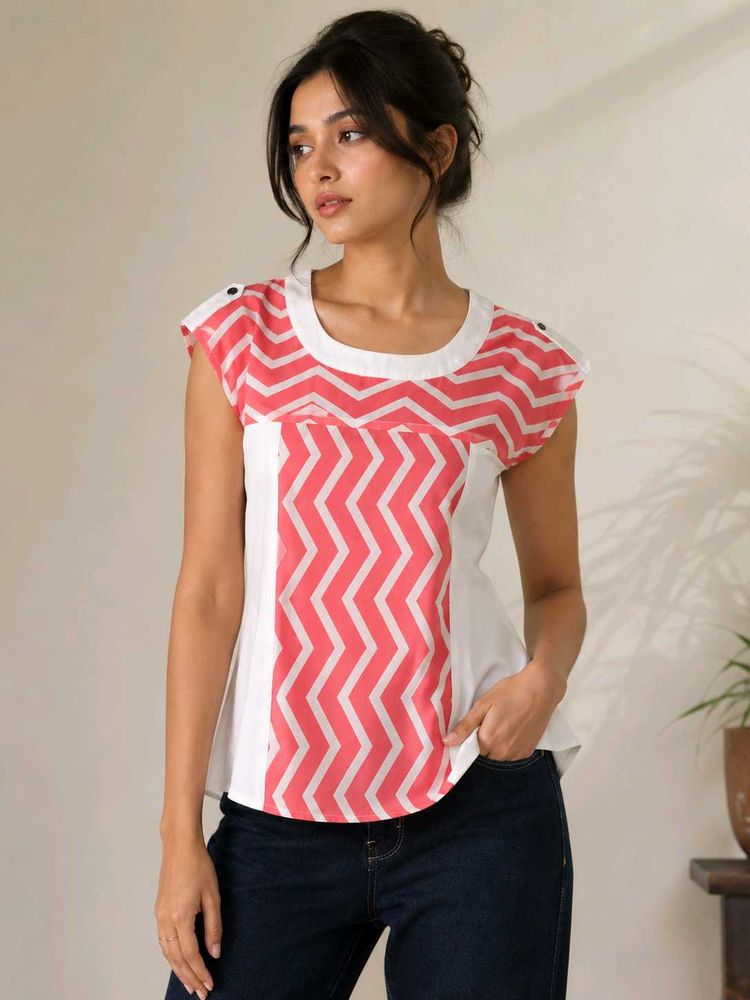Chic Chevron Print Top