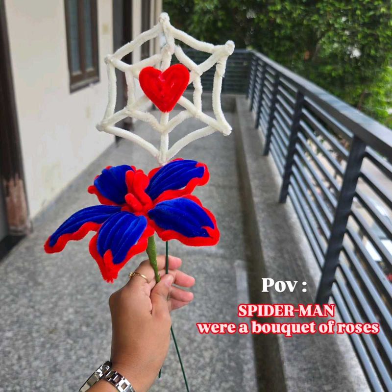 Spiderman Inspired Flower &amp; Web Decor