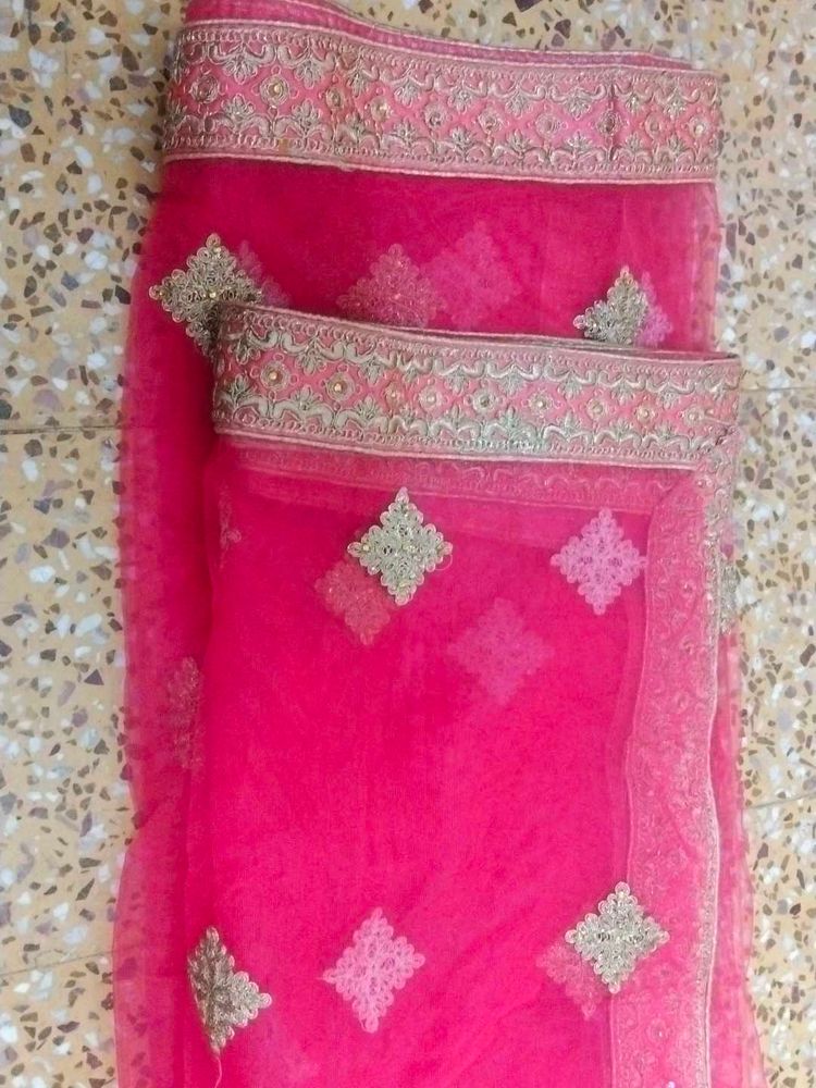 Beautiful Pink Embellished Dupatta