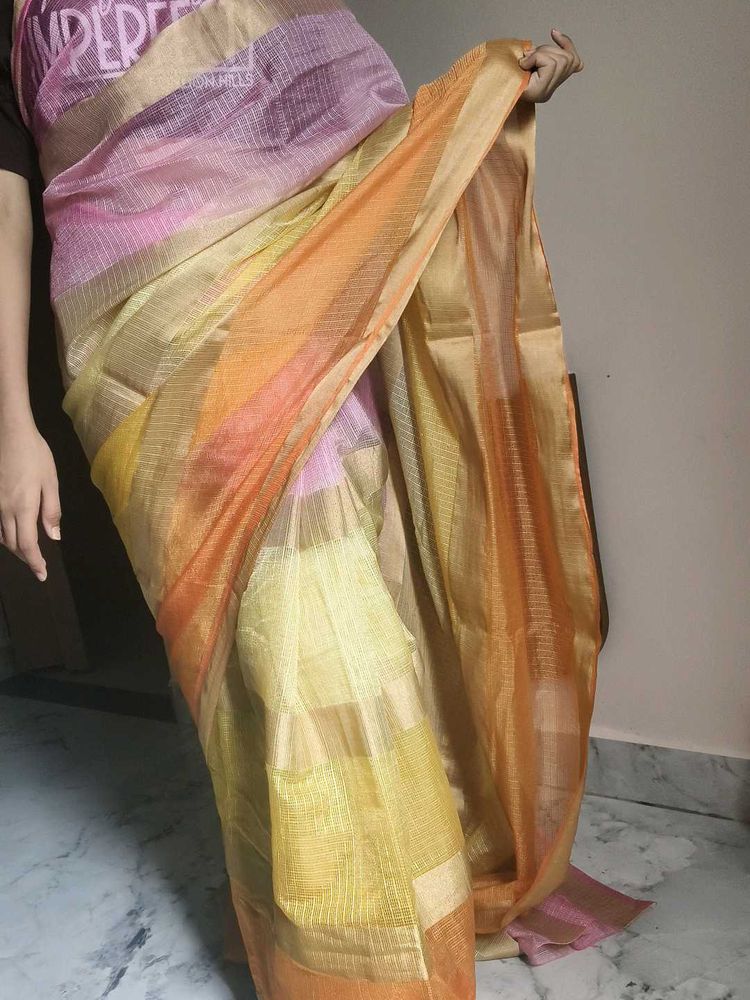 Vibrant Striped cotton Silk Blend Saree