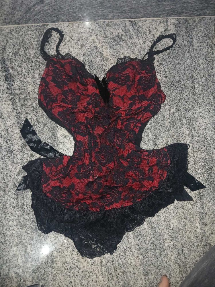 Gothic Red black babydoll top
