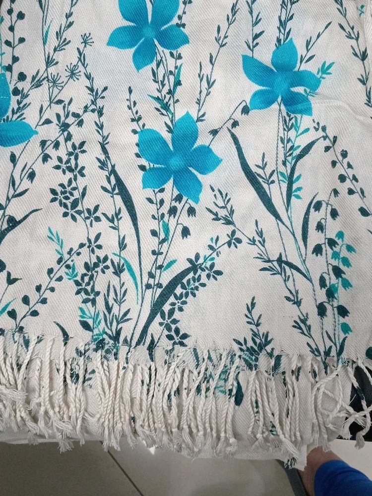 Floral Scarf with Fringe
