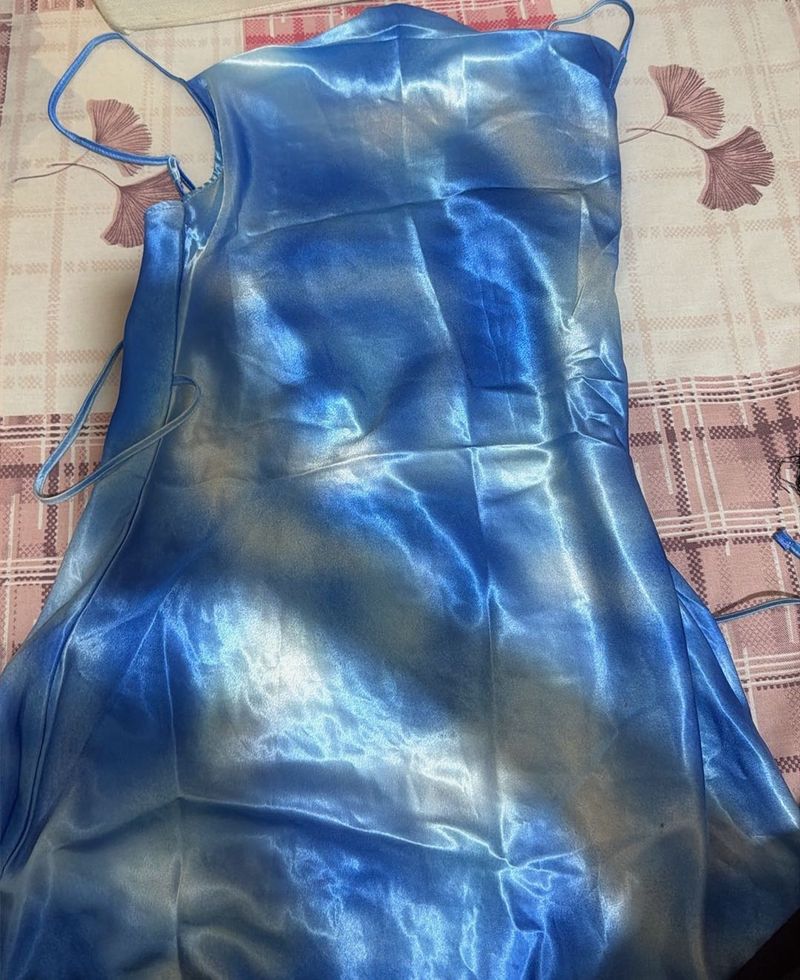 H&amp;M Blue Tie-Dye Mini Strap Dress