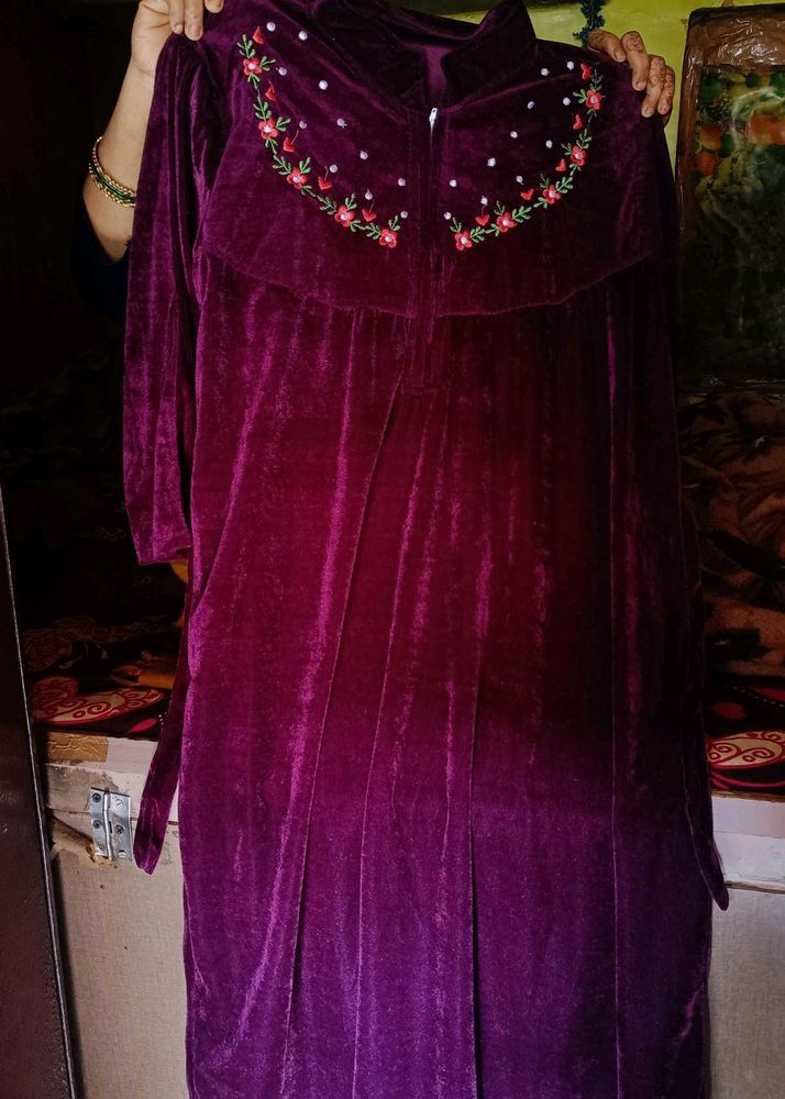 Elegant Embroidered Velvet Dress