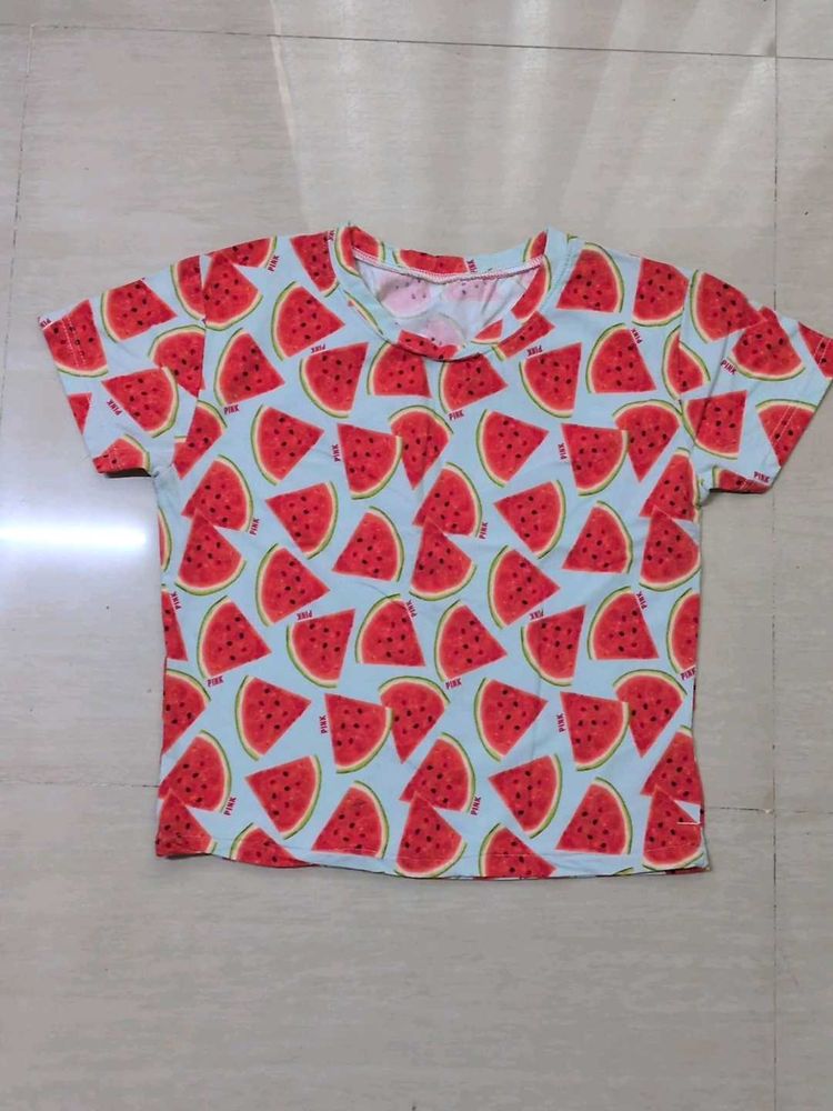 Beach Watermelon Print cropped T-Shirt