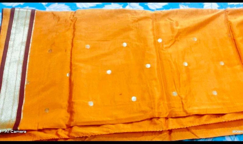 Vibrant Orange Silk Saree