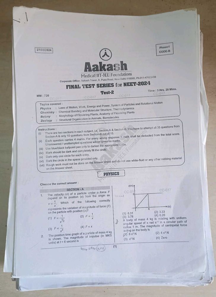 Aakash NEET 2024 Final Test Series and intensive c