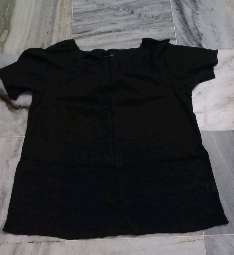 Black Cotton Lucknowi Top