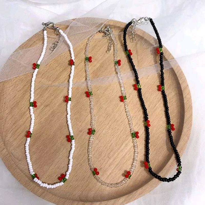 Beaded Cherry Necklace Set