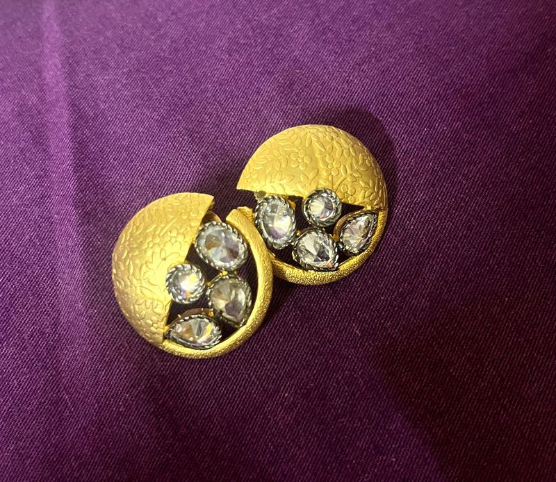 Exquisite Gold Tone Studded Earrings