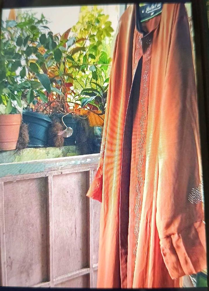 Elegant Orange Abaya Style Gown