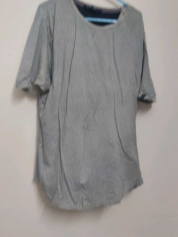 Gray Striped Casual Top