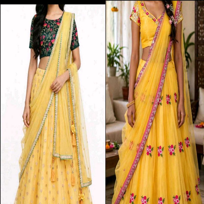 Vibrant Yellow Embroidered Lehenga Choli Set