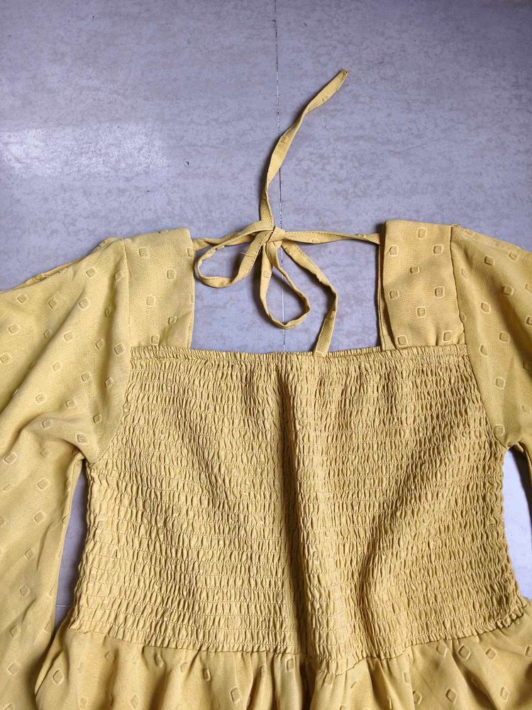 Yellow square Neck Top