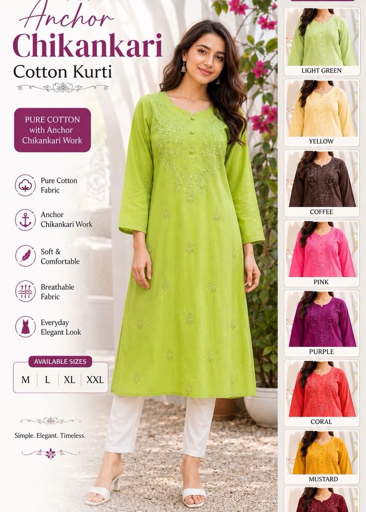 Anchor Chikankari Cotton Kurti