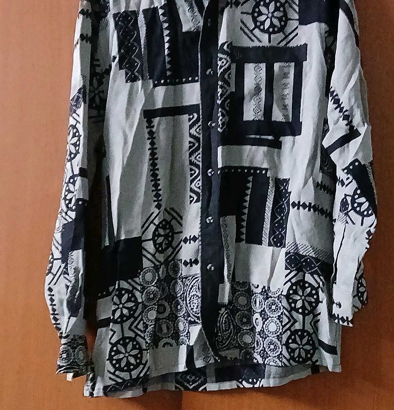 Patterned Button-Down Party Shirt