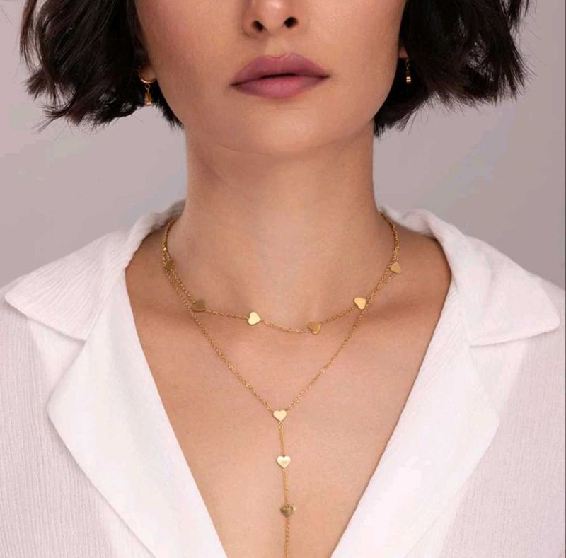 PALMONAS 18K Gold Pleated Heart Charm Necklace
