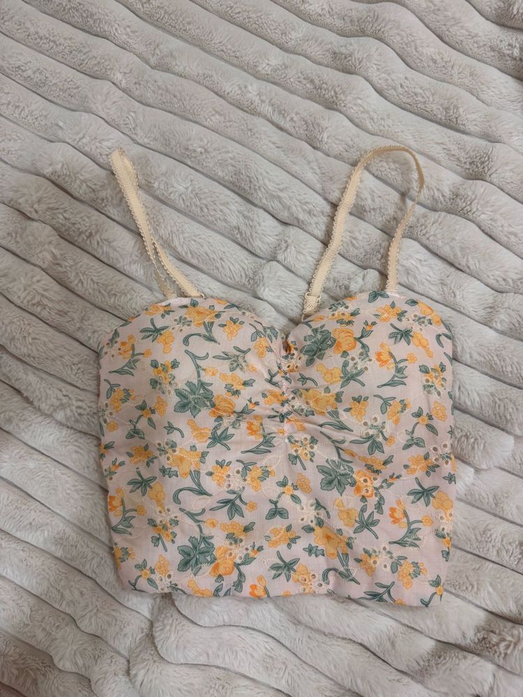 Floral Ruched Crop Top
