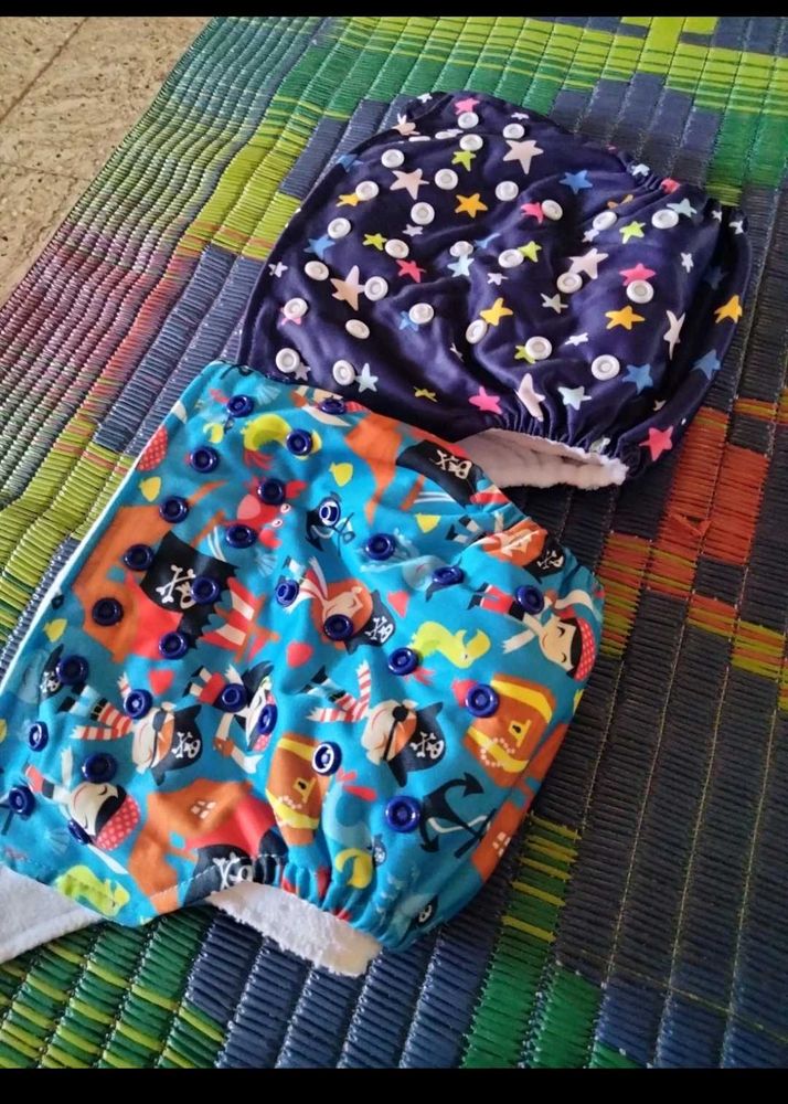 Cute Reusable Cloth Diapers (2 Pack)
