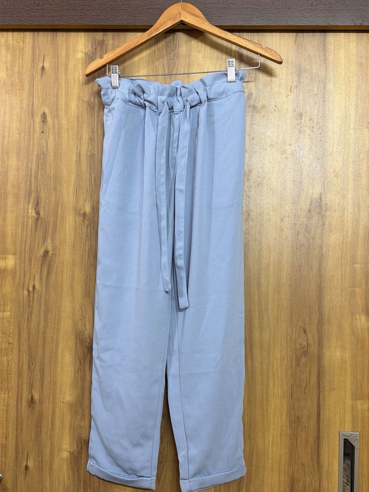 Light Blue Paperbag Waist Pants