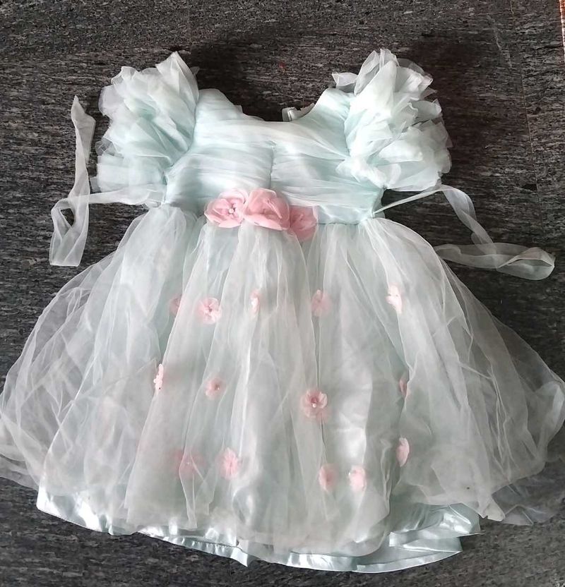 Baby Girl's Blue Tulle Flower Dress