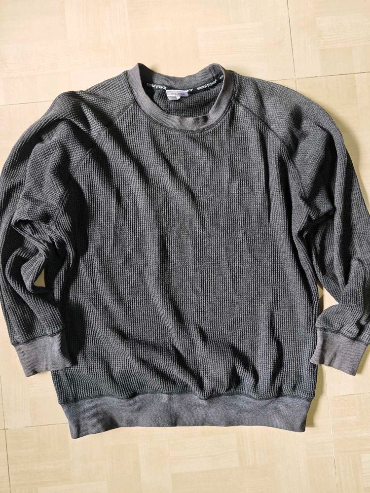 Men's Grey Thermal Knit Sweatshirt