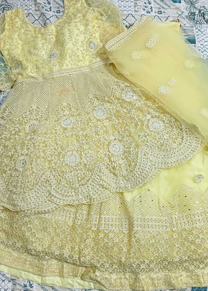 Designer Yellow Peplum Lehenga Choli Set