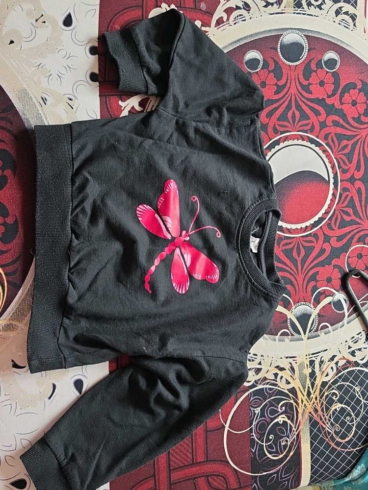 Cute Black Dragonfly Graphic Top