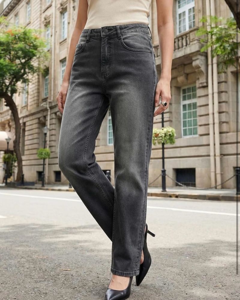 Grey Washed Denim Jeans