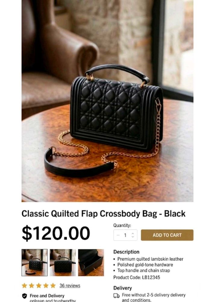 Quilted Brand New Heavy Leather Two Way Bag