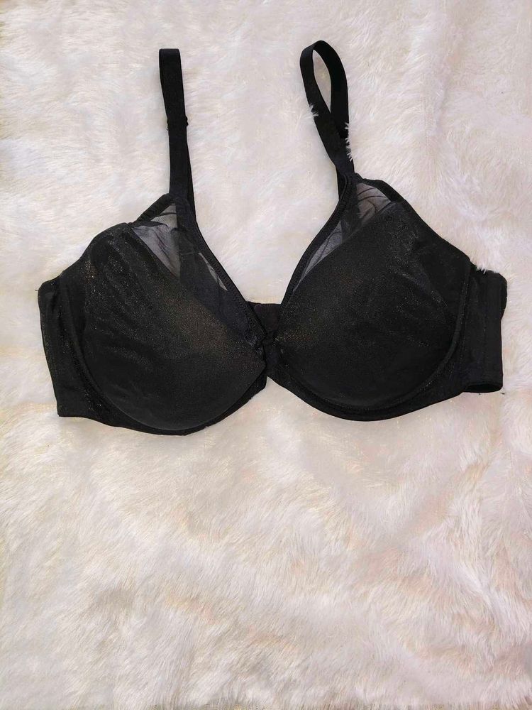 Black Mesh Balconette Bra
