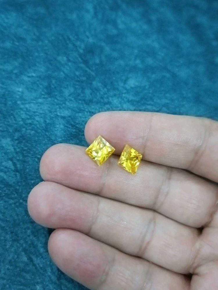 Yellow Square Stud Earrings