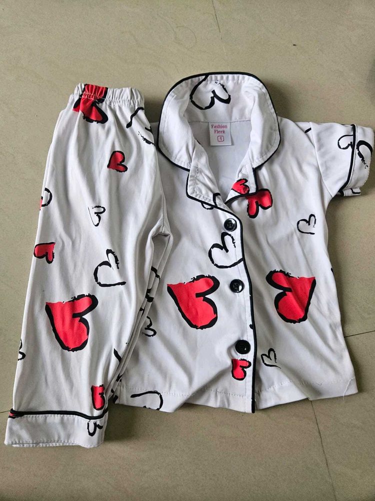 Cute Heart Print Pajama Set