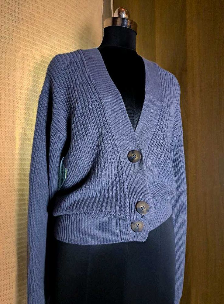 Dusty Blue Knit Cardigan