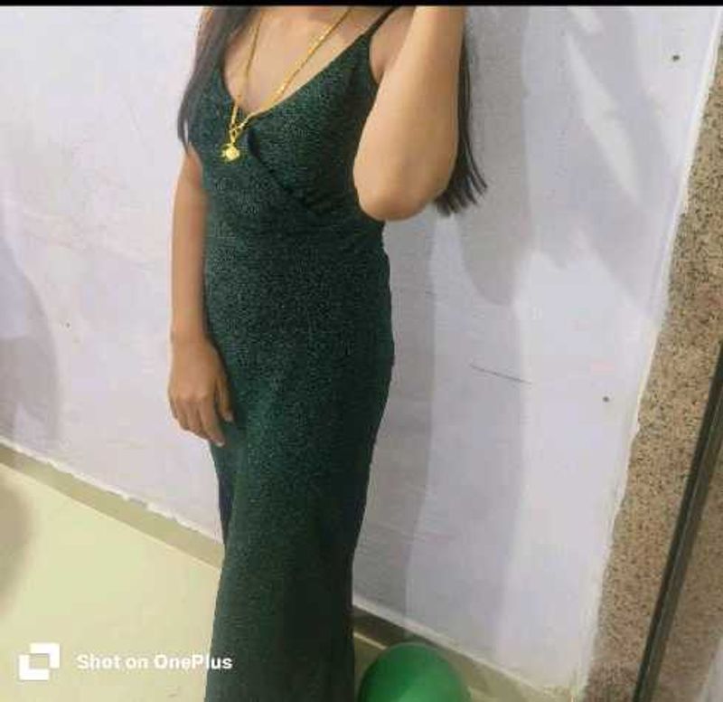 Sparkling Green Spaghetti Strap Maxi Dress body co