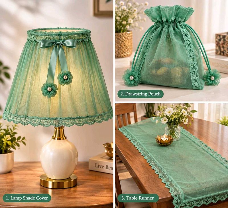Elegant Green Lace Trim Dupatta