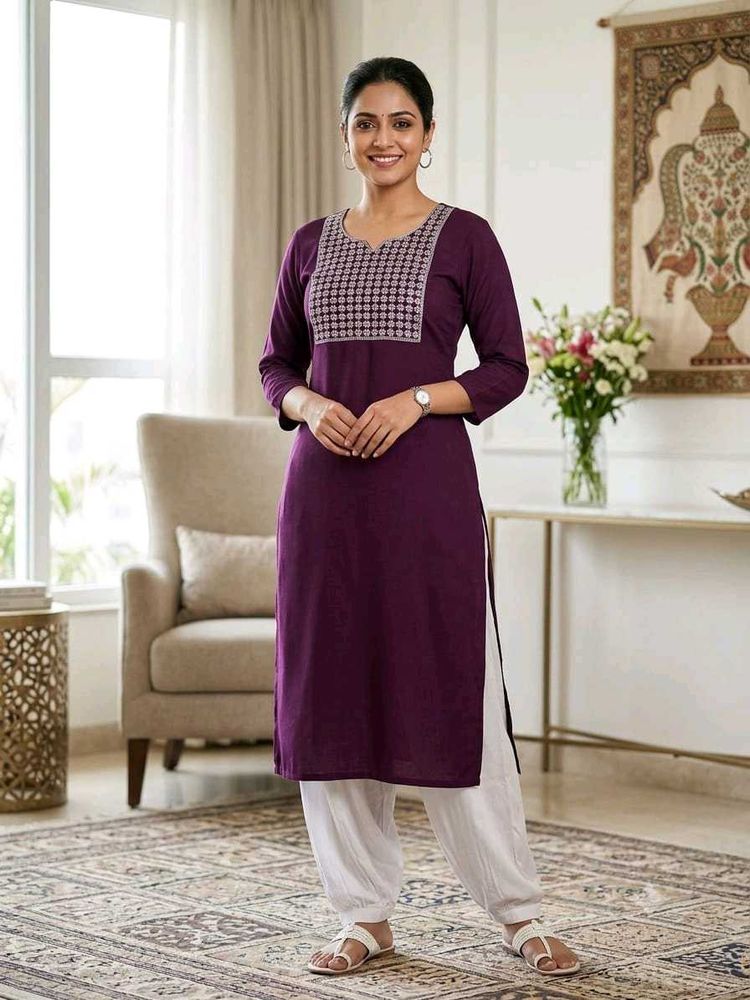 Elegant Purple Kurta with White Salwar
