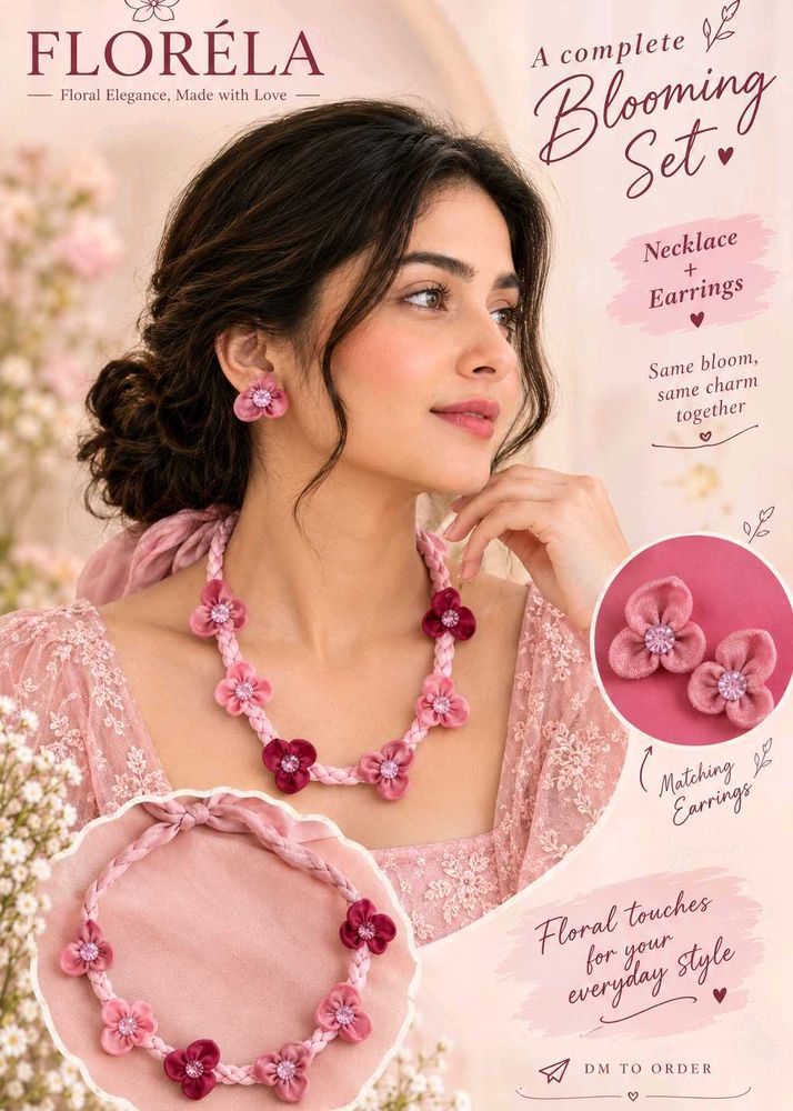 Floral Blooming Necklace &amp; Earrings Set