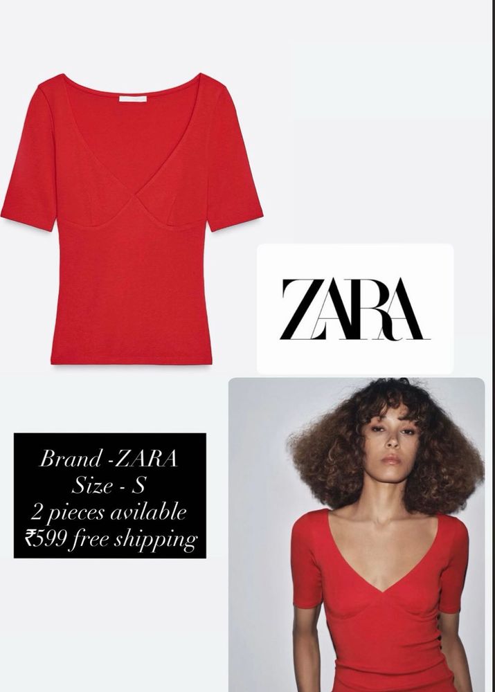 Zara Red Fitted Top