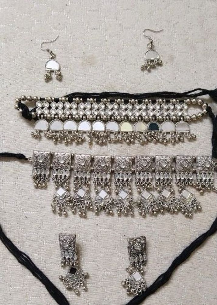 Oxidized Silver Necklace and Earring Set combo