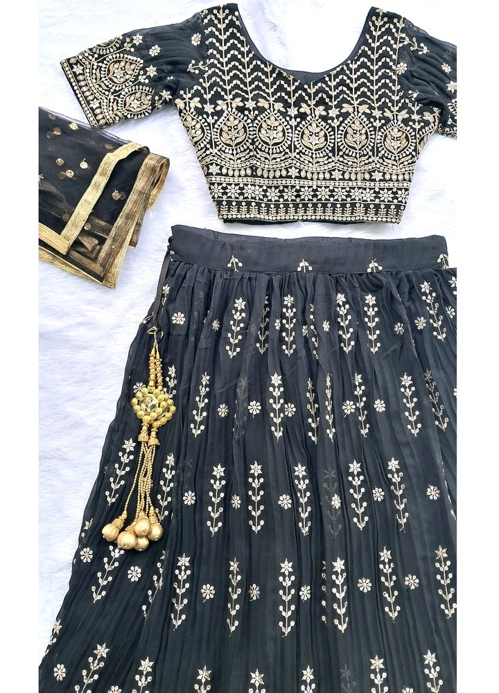 Black Heavy Embroidered Lehenga