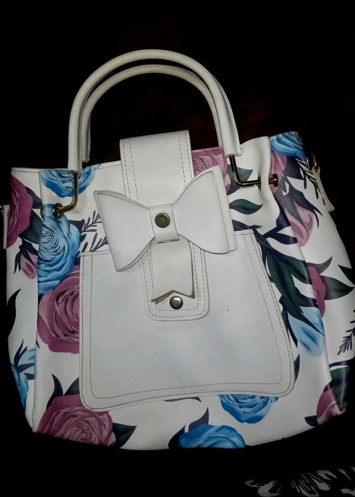 White Floral Bow Handbag+freegift 🎁🎀