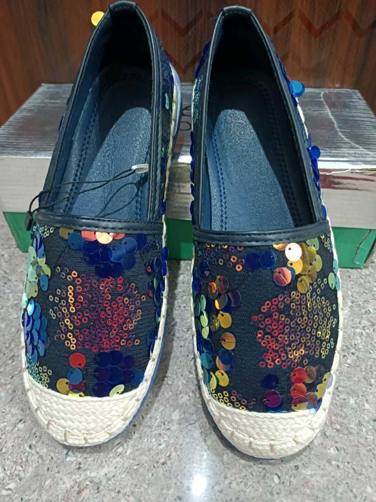 Sequin Embellished Espadrille Flats