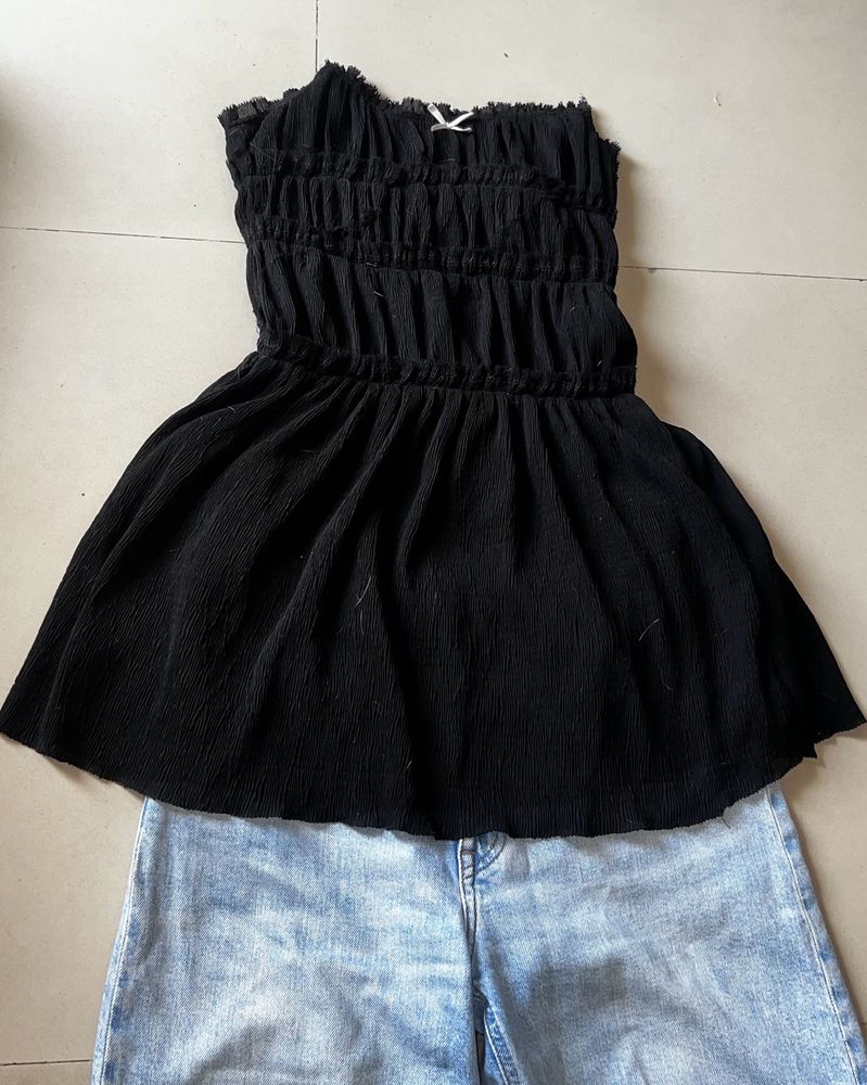 Smocked Black Tube Top